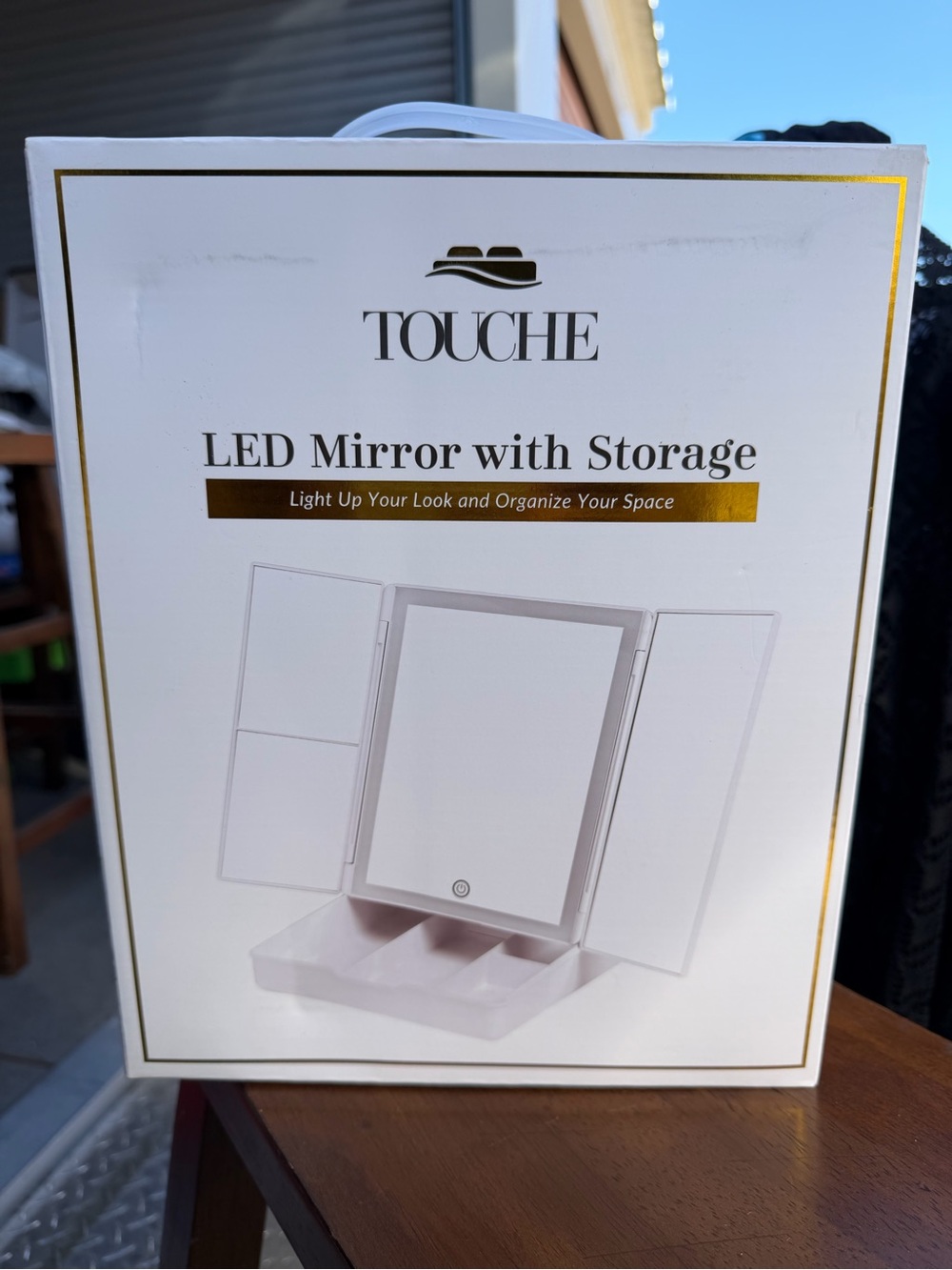 TOUCHE LED Tri-Fold Vanity Mirror in White